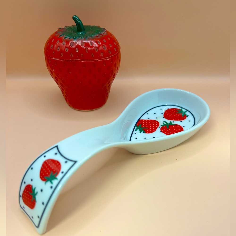 Vintage Strawberry Spoon Rest by Takahashi San Francisco
